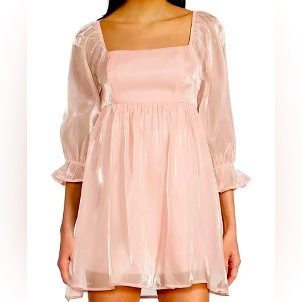 1/2 Sleeve Organza Fit & Flare Dress